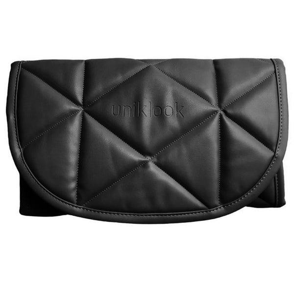 foldable, portable black vegan leather padded change mat