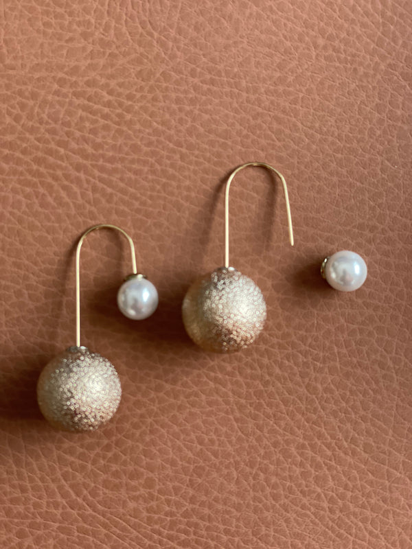 Boho Gold hoops pearl drop end earrings