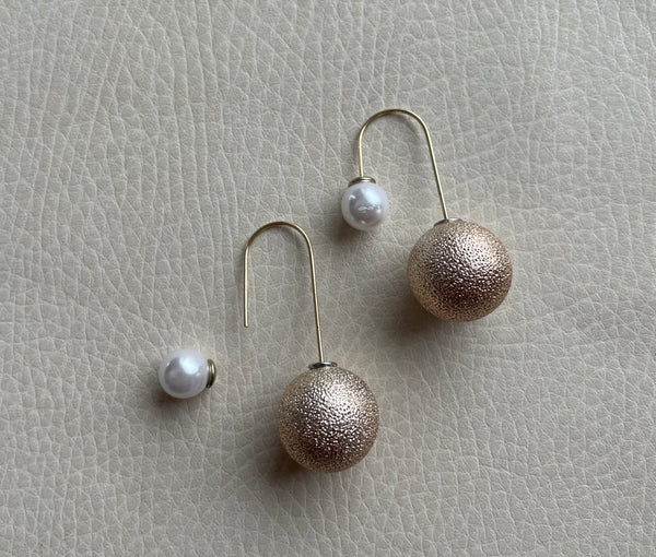 Boho Gold hoops pearl drop end earrings